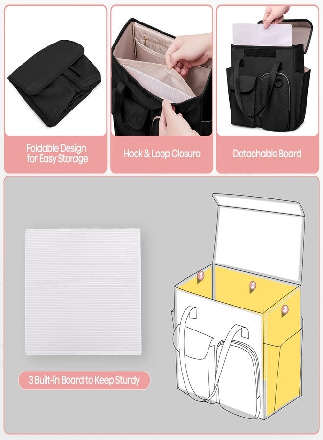 Prokva Hanging File Organizer Box with Lid, Portable Document Organizer Bag with Handle, Suitable for Letter Size Hanging File Folders, Black - Image 4