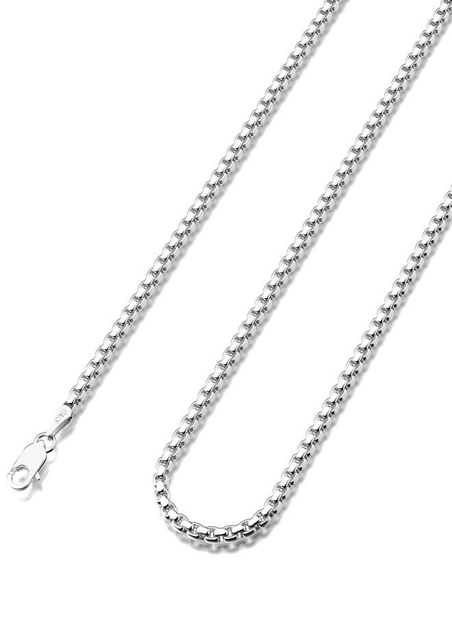 Waitsoul 925 Sterling Silver Box Chain Lobster Clasp 2mm Silver Chain for Women Men Silver Necklace Chain 16-30 Inches (16) - Image 1
