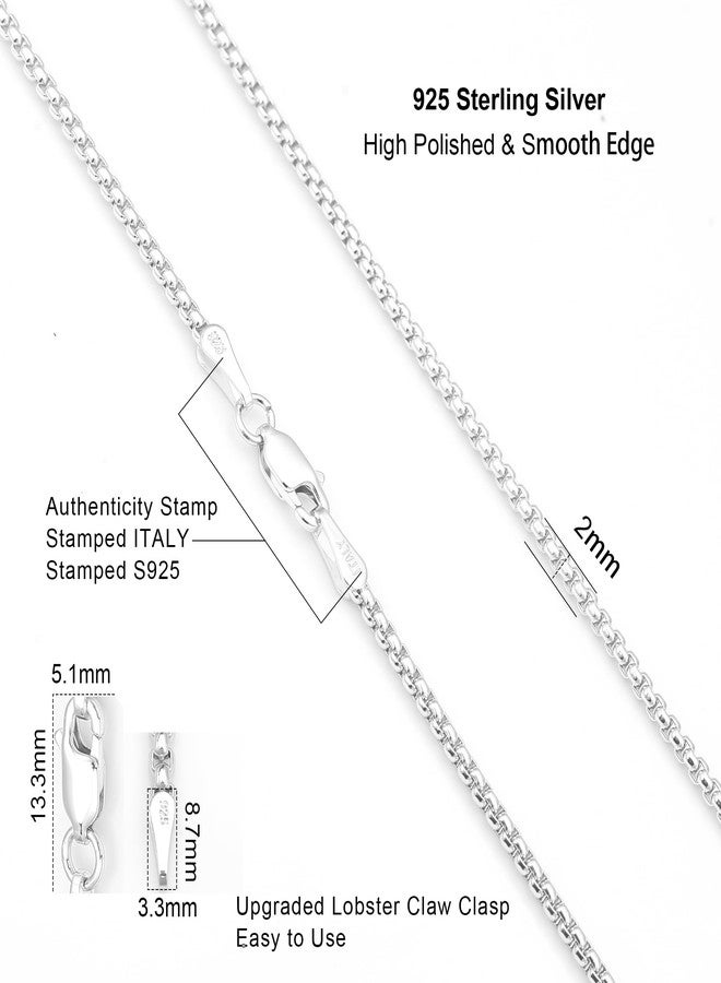 Waitsoul 925 Sterling Silver Box Chain Lobster Clasp 2mm Silver Chain for Women Men Silver Necklace Chain 16-30 Inches (16) - Image 4
