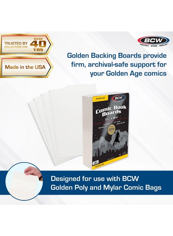 BCW Golden Age Comic Backing Boards - 100 Pack | Certified Acid-Free Comic Book Storage | 7 1/2 x 10 1/2 Inch Dimensions | Archival-Quality Boards for Comic Book Collection Protection - Image 2