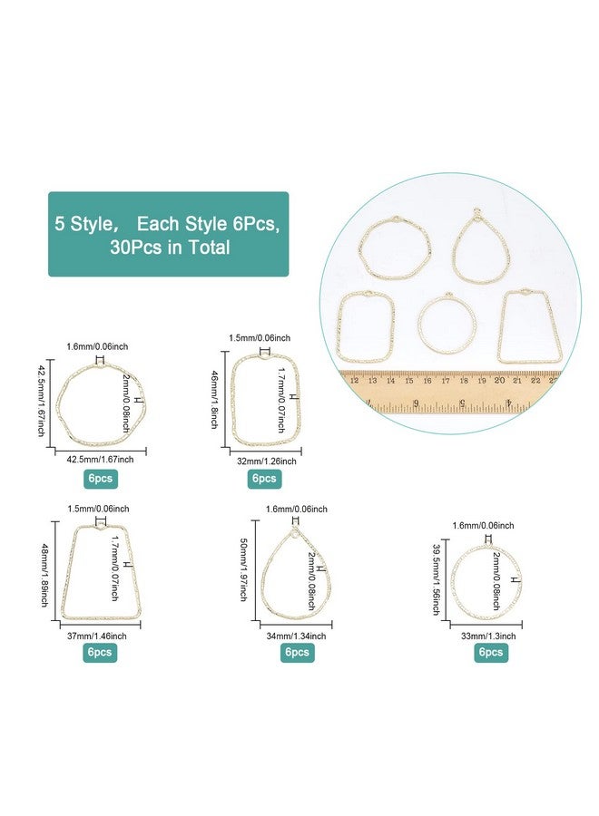 CHGCRAFT 30Pcs 5Styles Open Back Bezel Pendants Geometric Hollow Frame Rectangle Ring Charms for DIY UV Resin Pressed Flower Jewelry Making - Image 2