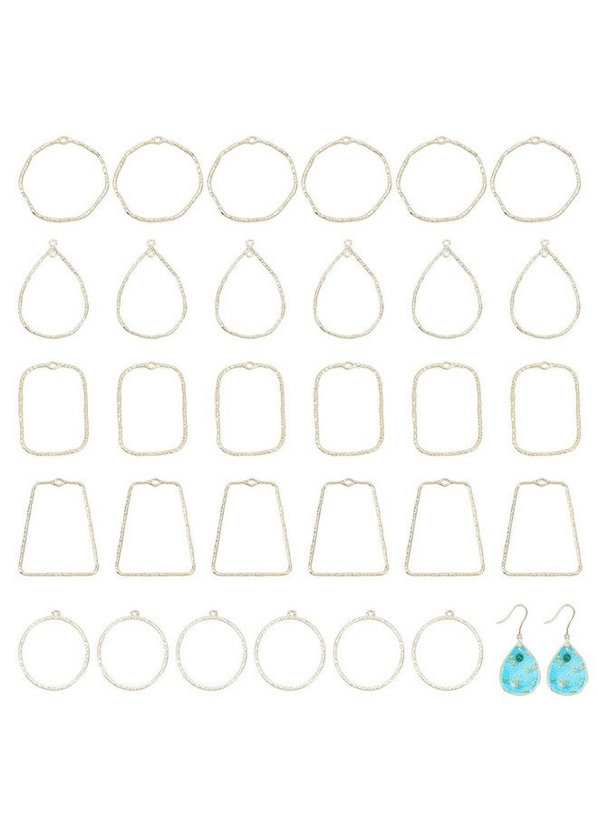 CHGCRAFT 30Pcs 5Styles Open Back Bezel Pendants Geometric Hollow Frame Rectangle Ring Charms for DIY UV Resin Pressed Flower Jewelry Making - Image 1
