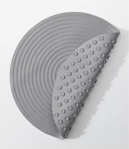 أيكيا Bathroom Foot Non-Slip Mat with Suction Cup Round 46 cm Meridyendukkan Gray Color Rubber for Bathtub-Shower