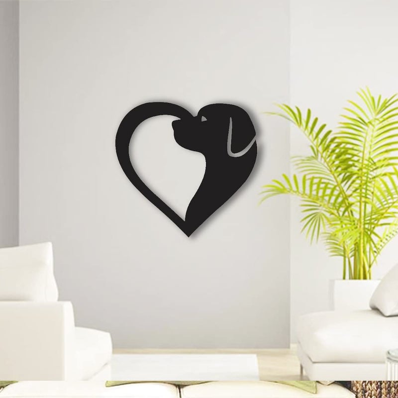 300Sparkles Dog Heart Shape Wooden Wall Decor Hanging Frame for Home Living Room Pet House Decorative Item for Dogs Lover Friends and Family Black Style7 - Image 4