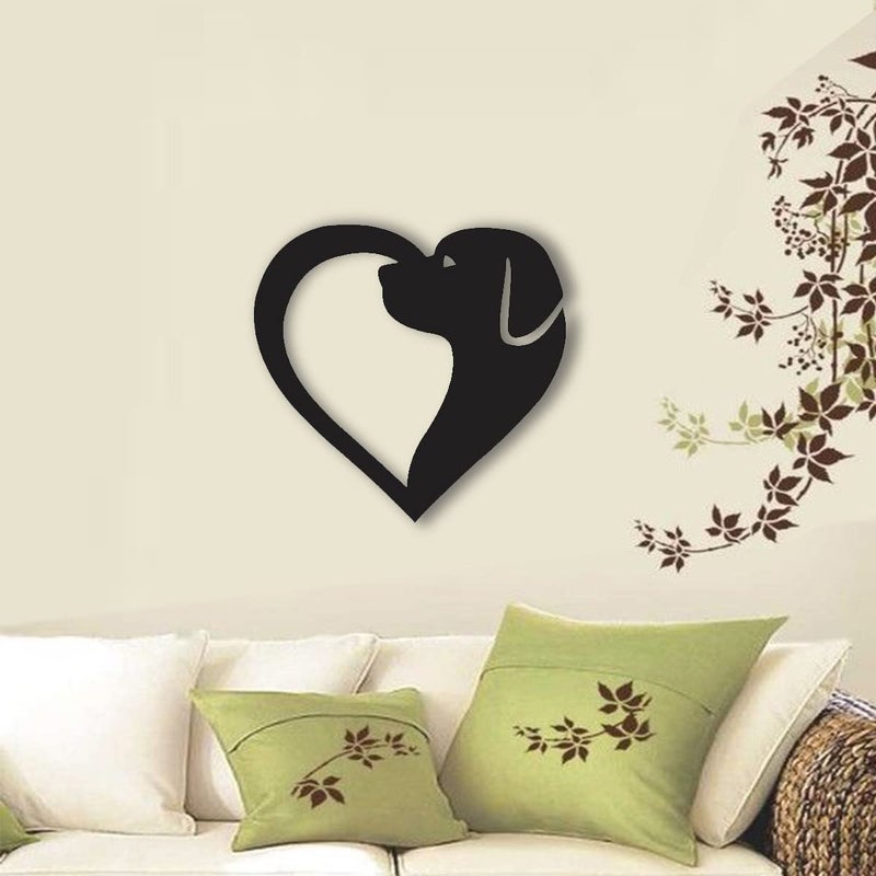 300Sparkles Dog Heart Shape Wooden Wall Decor Hanging Frame for Home Living Room Pet House Decorative Item for Dogs Lover Friends and Family Black Style7 - Image 5