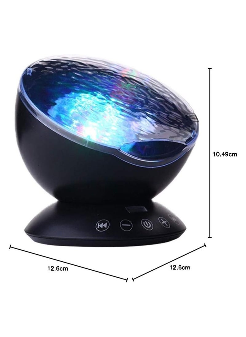 BLOOMING TIME - Ocean Wave Night Light Projector with Music Player Romantic Color Changing LED Party Decorations Projection Lamps Mood Lighting for Living Room Bedroom (Black) - Image 1