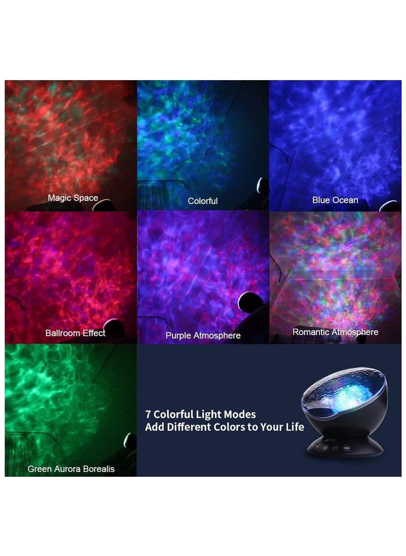 BLOOMING TIME - Ocean Wave Night Light Projector with Music Player Romantic Color Changing LED Party Decorations Projection Lamps Mood Lighting for Living Room Bedroom (Black) - Image 1
