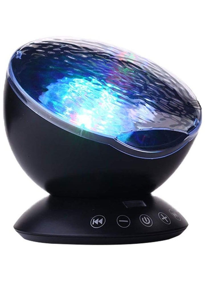 BLOOMING TIME - Ocean Wave Night Light Projector with Music Player Romantic Color Changing LED Party Decorations Projection Lamps Mood Lighting for Living Room Bedroom (Black) - Image 1
