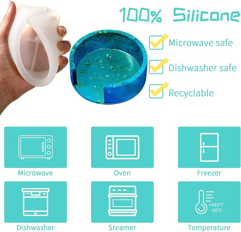 Jubilant Coaster Resin Molds, 12 Pieces Coaster Silicone Molds with Storage Box Mold for Epoxy Resin DIY Cups Mats - Image 5
