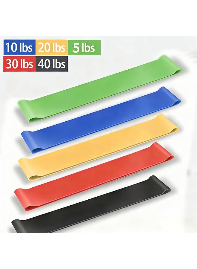 EFUMKE This training set includes 5 resistance bands of different weights and colors, designed specifically for strength training, yoga, weight loss, and body shaping. Suitable for arms, legs, and glutes. - Image 1