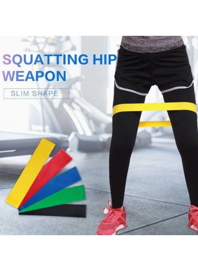 EFUMKE This training set includes 5 resistance bands of different weights and colors, designed specifically for strength training, yoga, weight loss, and body shaping. Suitable for arms, legs, and glutes. - Image 3