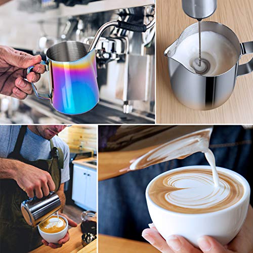 Adorever Milk Frothing Pitcher Colorful 350ml (12oz) Steaming Pitchers Stainless Steel Milk Coffee Cappuccino Latte Art Barista Steam Pitchers Milk Jug Cup with Decorating Art Pen - Image 5