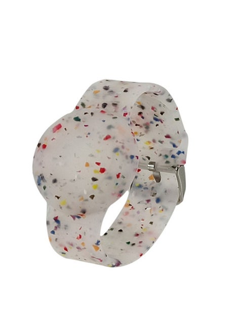 For Apple Anti-lost Airtag Children's Waterproof Conjoined Strap Locator Silicone Printed Protective Cover Leopard Print-Color:New: Transparent Flower