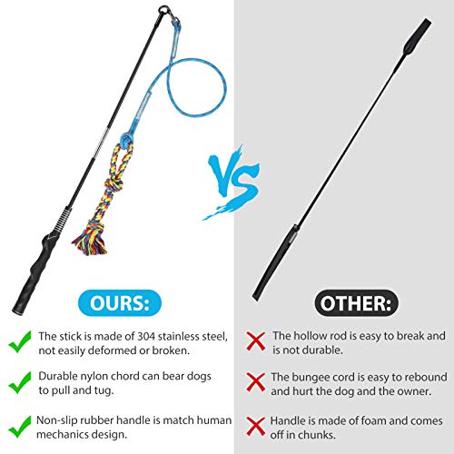 DIBBATU Flirt Pole for Dogs Interactive Dog Toys for Large Medium Small Dogs Chase and Tug of War, Dog Teaser Wand with Lure Chewing Toy for Outdoor Exercise & Training - Image 4