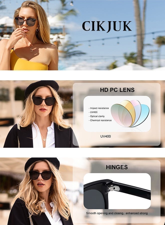 سِيكجُوك نظارات شمسية دائرية عصرية للرجال والنساء بتصميم فاخر ومميز مع حماية UV400 نظارة شمسية أنيقة تناسب الجميع بنسائية ورجالية متكاملة تشمل أحدث موديلات نضارات عصرية لجميع الأذواق أسود - Image 3