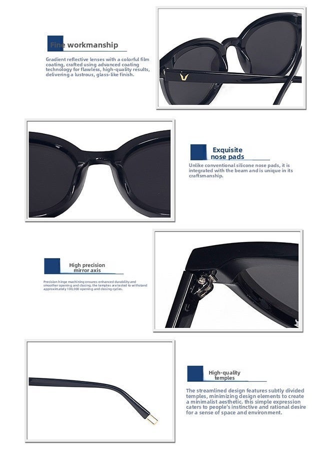 سِيكجُوك نظارات شمسية دائرية عصرية للرجال والنساء بتصميم فاخر ومميز مع حماية UV400 نظارة شمسية أنيقة تناسب الجميع بنسائية ورجالية متكاملة تشمل أحدث موديلات نضارات عصرية لجميع الأذواق أسود - Image 4