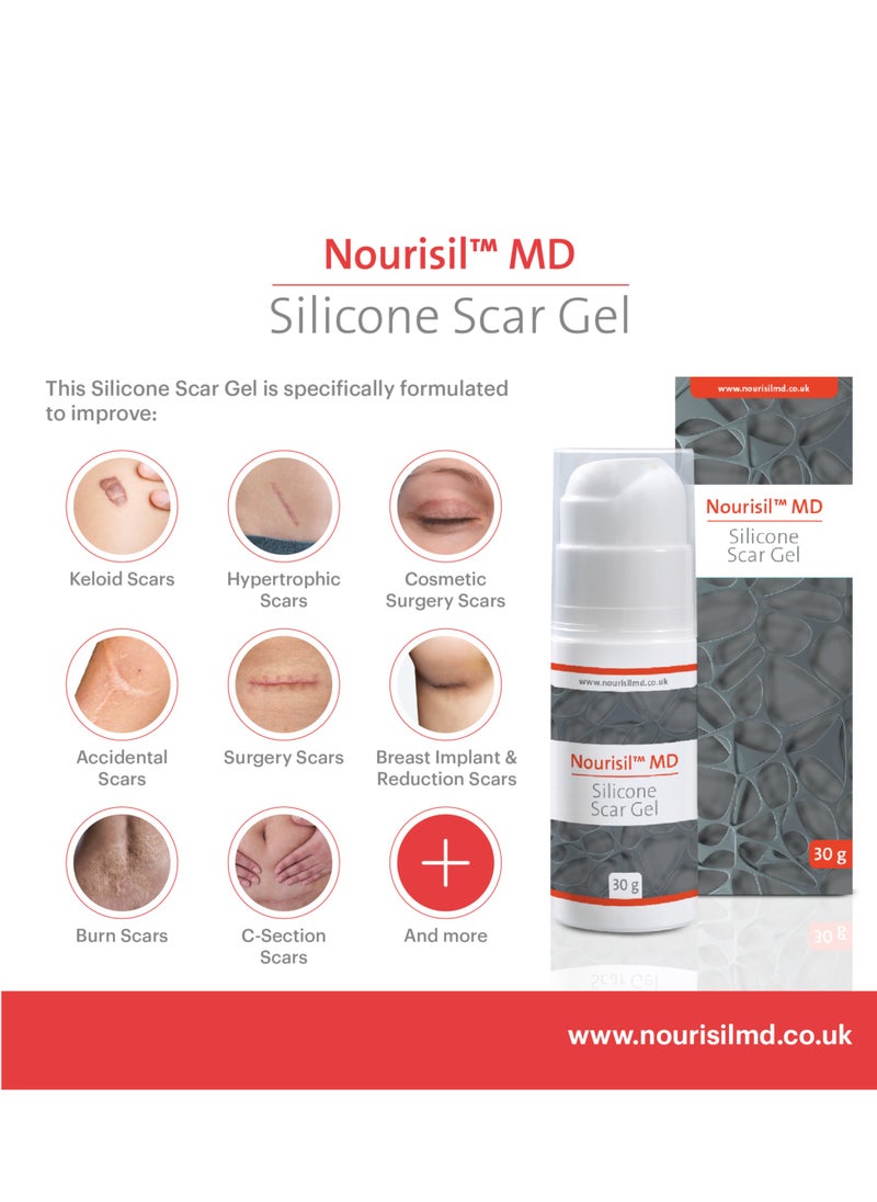 Nourisil MD - Nourisil Md Silicon Scar Gel From C-section Acne Burn Stretch Marks Surgical- Comes With 5 Silicons-30gm - Image 1