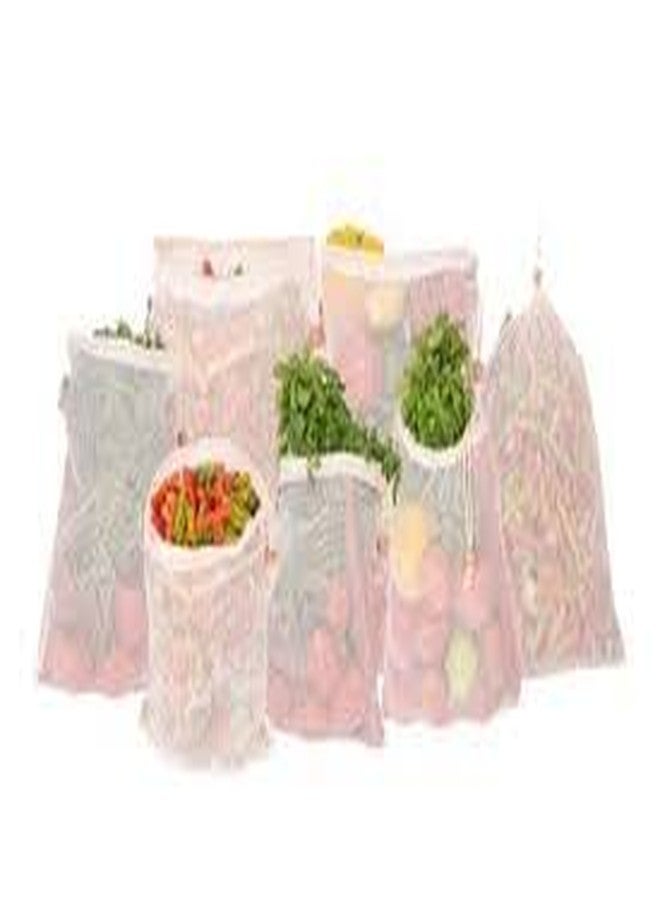 Truvik Fridge Reusable Storage Vegetables & Fruits Net Bags Eco Friendly With Easy Zip Multicolored (Pack of 6) (18) - Image 4