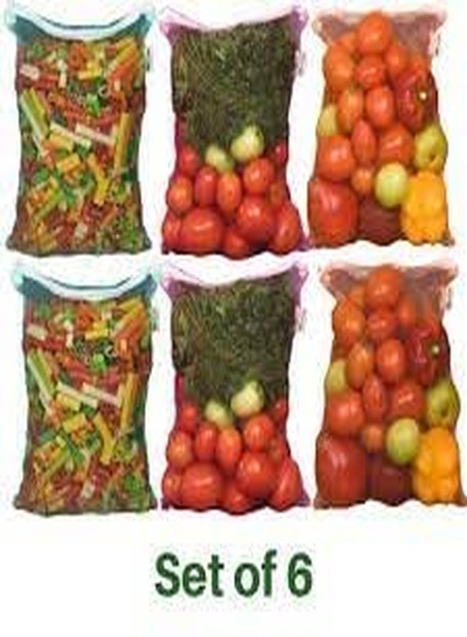 Truvik Fridge Reusable Storage Vegetables & Fruits Net Bags Eco Friendly With Easy Zip Multicolored (Pack of 6) (18) - Image 3