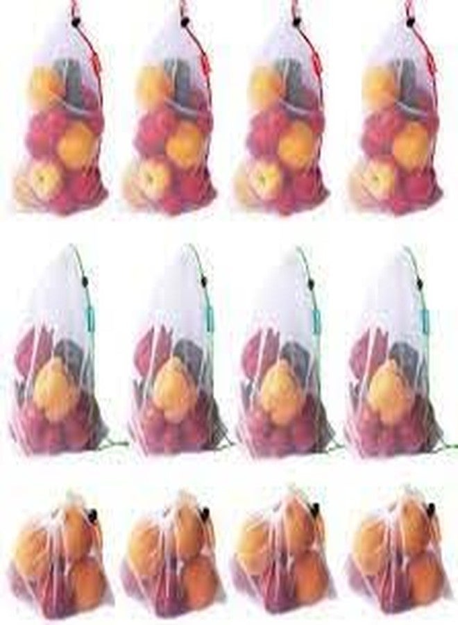 Truvik Fridge Reusable Storage Vegetables & Fruits Net Bags Eco Friendly With Easy Zip Multicolored (Pack of 6) (18) - Image 2