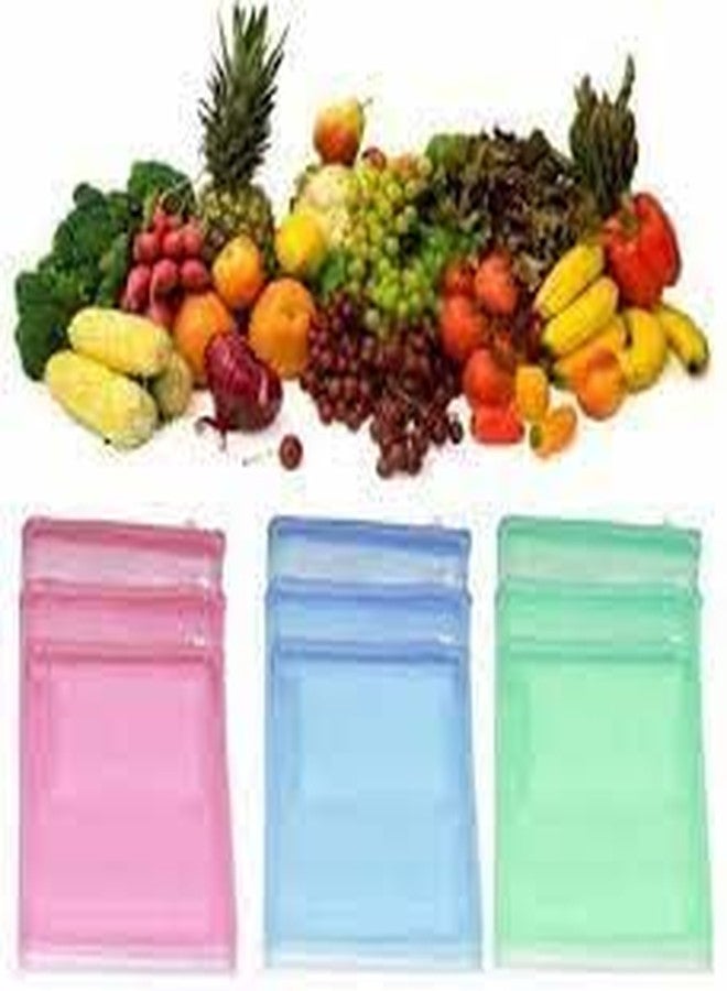 Truvik Fridge Reusable Storage Vegetables & Fruits Net Bags Eco Friendly With Easy Zip Multicolored (Pack of 6) (18) - Image 1