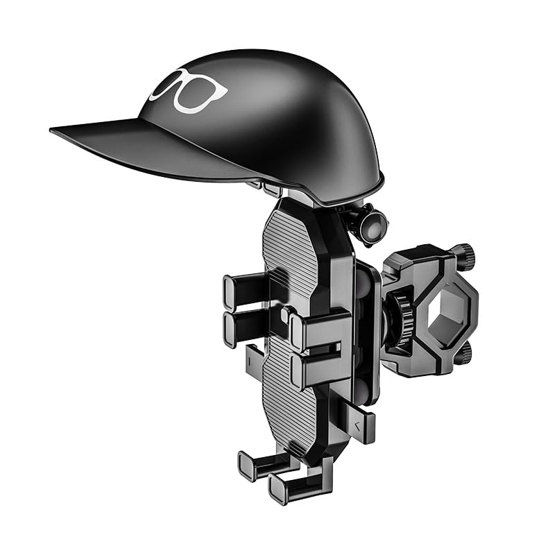 Glangeh Motorcycle Phone Holder with Vibration Dampener and Sun Shade, Width Adjustable 360 Degree Rotation Bike Phone Mount Handlebar Mobile Hoder for Bike Bicycle Scooter Fit 5.4''-7.2'' Smartphone - Image 4