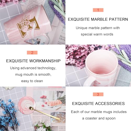 WENSSY Letter E Personalized Initial Mugs with Flower, Letter E Personalized Novelty Coffee Mug, Novelty Letter Coffee Mugs for Women, Bridal Shower Gifts, Women's Initials Gifts Coffee Mug 14 Ounce Pink - Image 5