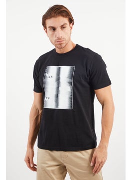 Tailored Recreation Men Crew Neck Short Sleeve Graphic Print T-Shirt, Black  - Image 1