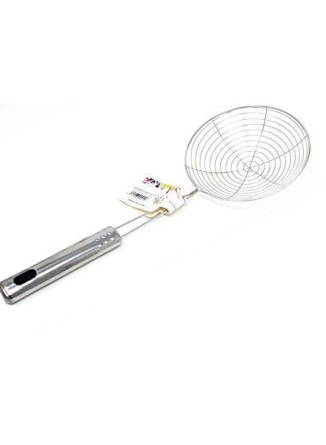 Stainless Steel Deep Fry Strainer | Oil Skimmer Wire Mesh Spoon for Kitchen | Spiral Design Skimmer for Frying Puri, Snacks & Noodles - Image 2