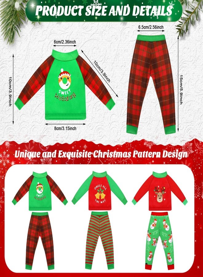 Liitrsh 6 Pcs Christmas Elf Clothes Xmas Elf Accessories Clothes Santa Elk Snowman Clothing Pajamas for Christmas Holiday Decoration(Stylish Style) - Image 2