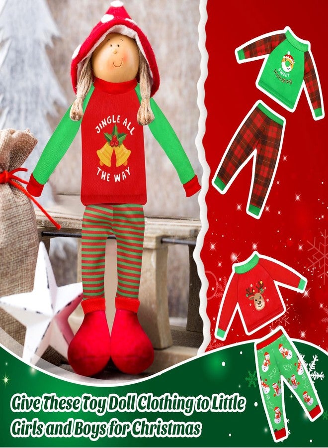 Liitrsh 6 Pcs Christmas Elf Clothes Xmas Elf Accessories Clothes Santa Elk Snowman Clothing Pajamas for Christmas Holiday Decoration(Stylish Style) - Image 3
