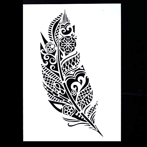 SLGIFT DIY Decorative Mandala Feather Stencil Template for Scrapbooking Painting on Walls Furniture Crafts (A4 Size) - Image 2