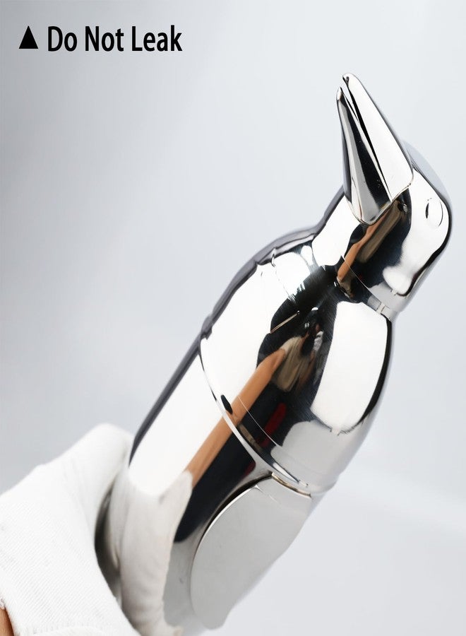 تي جيه خلاط كوكتيل على شكل بطريق مع مصفاة، أدوات أساسية للبار، طقم خلاط ومصفاة للبارمان، زجاجة خلط من الفولاذ المقاوم للصدأ، 17 أونصة - Image 5