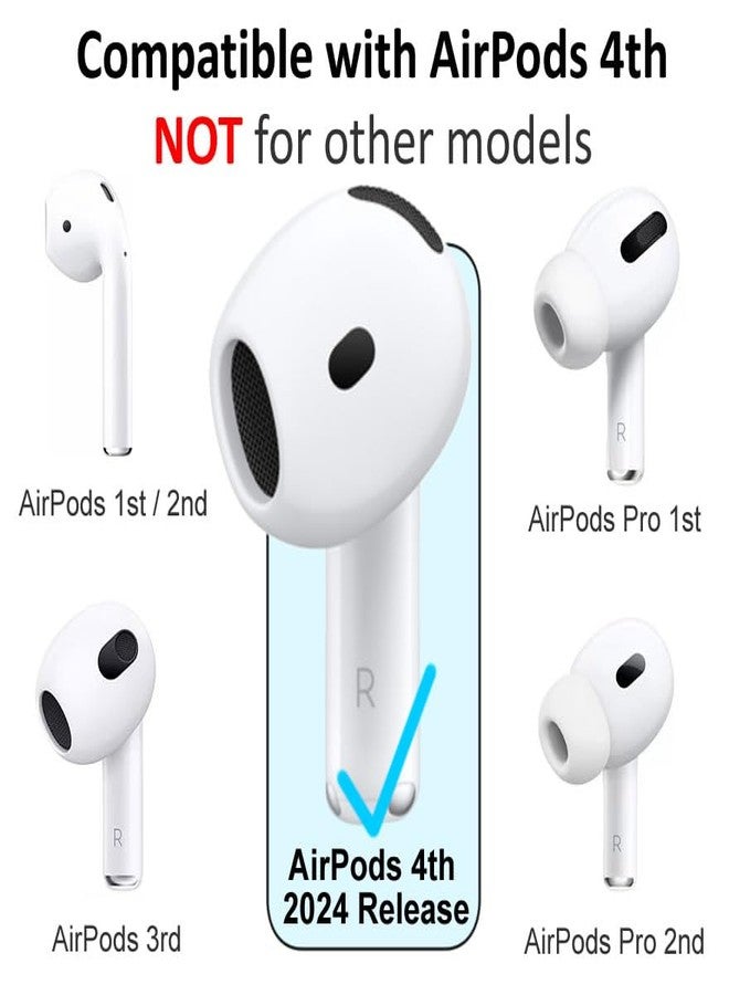 A-Focus Anti-Slip Set for AirPods 4 Silicone Adjustable Ear Hook Ergonomic Design Wings Wingtip Ear Hooks Tips Strap Sport Earbuds Accessories Eartip Compatible with AirPods 4th White - Image 2