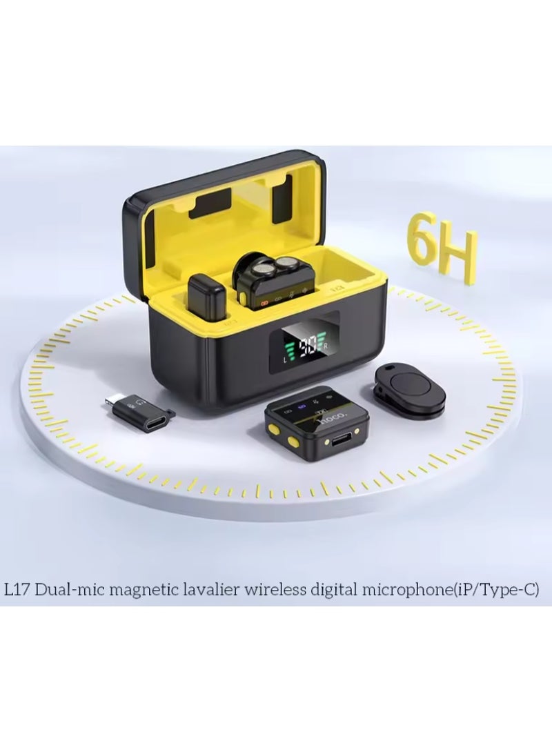 Hoco L17 Dual-mic magnetic lavalier wireless digital microphone(iP/Type-C) - Image 5