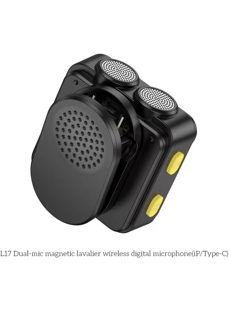 Hoco L17 Dual-mic magnetic lavalier wireless digital microphone(iP/Type-C) - Image 4