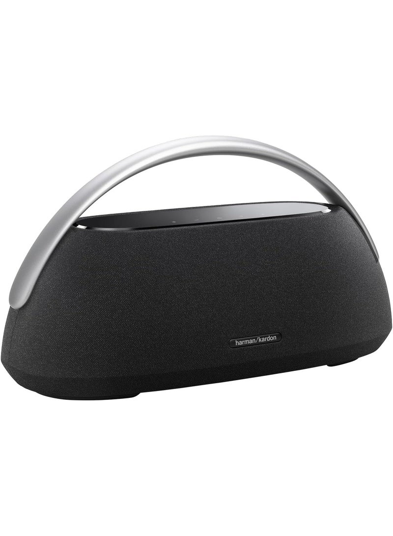 Harman Kardon Go + Play 3 - Portable Bluetooth speaker with superior sound and 8 hours playtime, USB Charging, Auto self tuning, Dual far-field microphones, Made in part with recycled materials(Black) - Image 1