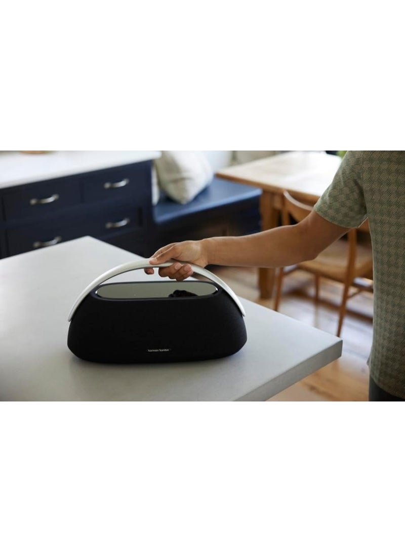 Harman Kardon Go + Play 3 - Portable Bluetooth speaker with superior sound and 8 hours playtime, USB Charging, Auto self tuning, Dual far-field microphones, Made in part with recycled materials(Black) - Image 3