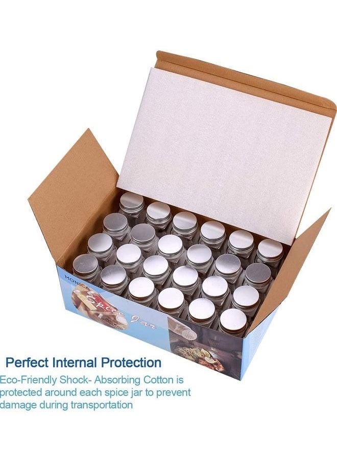 Arabest - 24 Glass Spice Jars with w/3 Types of Labels-4oz Empty Square Spice Containers,Three Kinds of Shaker Lids and Airtight Metal Caps-White Paint Pen and Silicone Collapsible Funnel Included - Image 1
