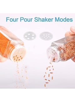 Arabest 24 Glass Spice Jars with w/3 Types of Labels-4oz Empty Square Spice Containers,Three Kinds of Shaker Lids and Airtight Metal Caps-White Paint Pen and Silicone Collapsible Funnel Included  - Image 4