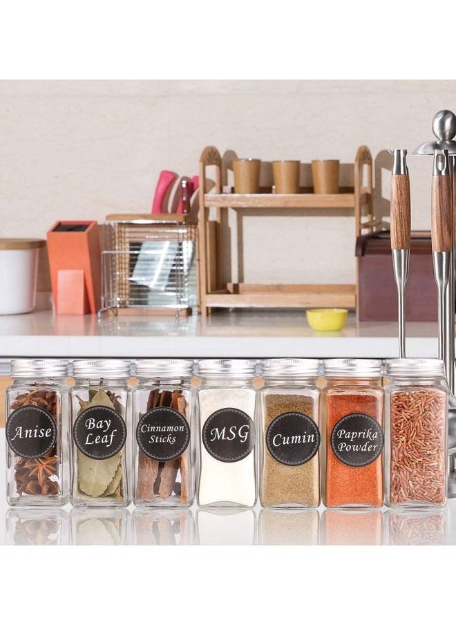 Arabest - 24 Glass Spice Jars with w/3 Types of Labels-4oz Empty Square Spice Containers,Three Kinds of Shaker Lids and Airtight Metal Caps-White Paint Pen and Silicone Collapsible Funnel Included - Image 1