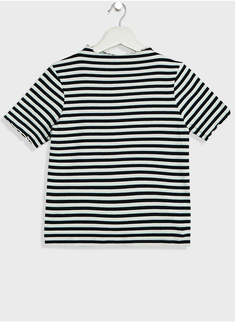 Vero Moda Girl - Kids Striped High Neck Top - Image 1