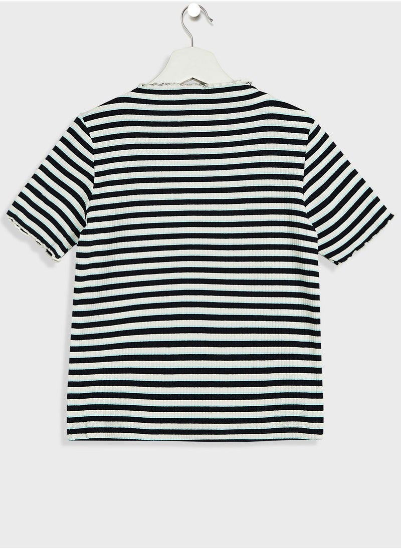 Vero Moda Girl - Kids Striped High Neck Top - Image 1