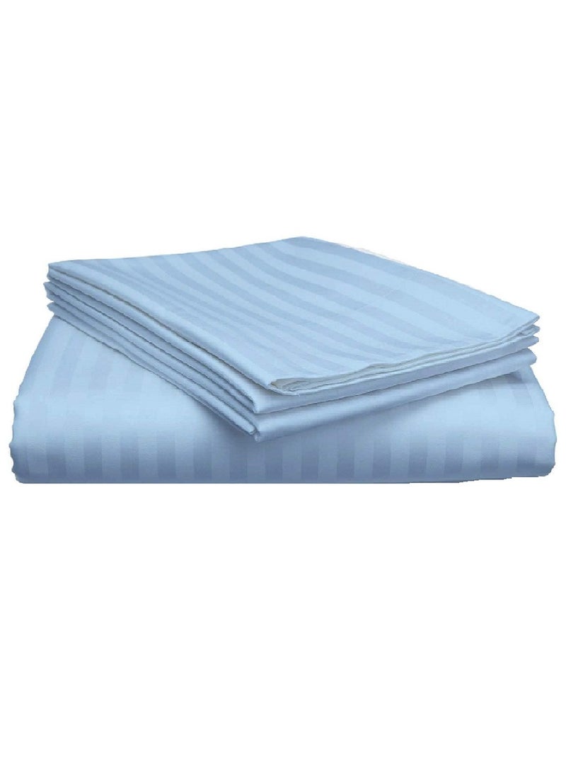 Blueberry Double Size Stripe Bed Sheet Set 100% Cotton Premium Quality 150x200+20cm  - Image 1