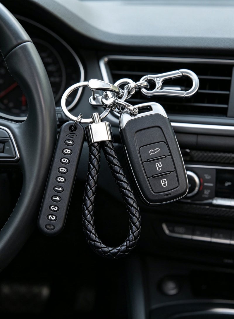 Car keychain phone number tag key ring accessory with anti-loss phone number card - Image 3