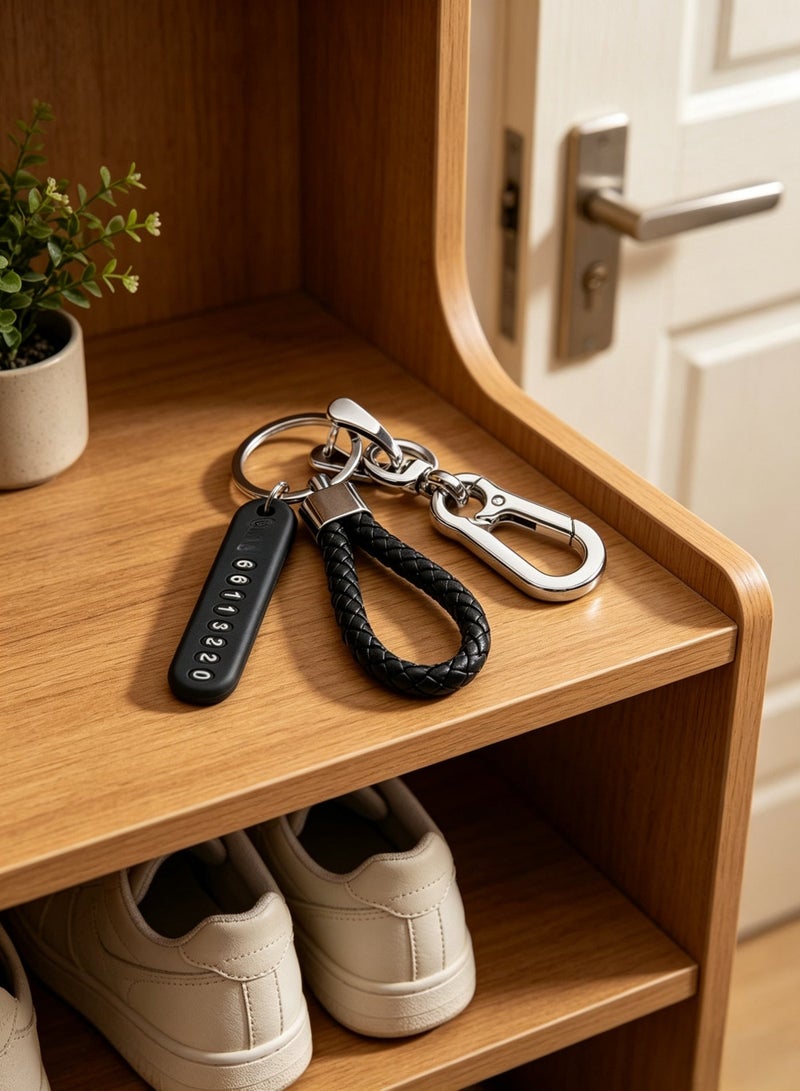 Car keychain phone number tag key ring accessory with anti-loss phone number card - Image 2