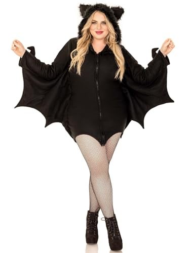 Leg Avenue womens Cozy Bat Hooded Fleece dress - Cute Winged Halloween for women Adult Sized Costumes, Black, 1X 2X US - Image 4