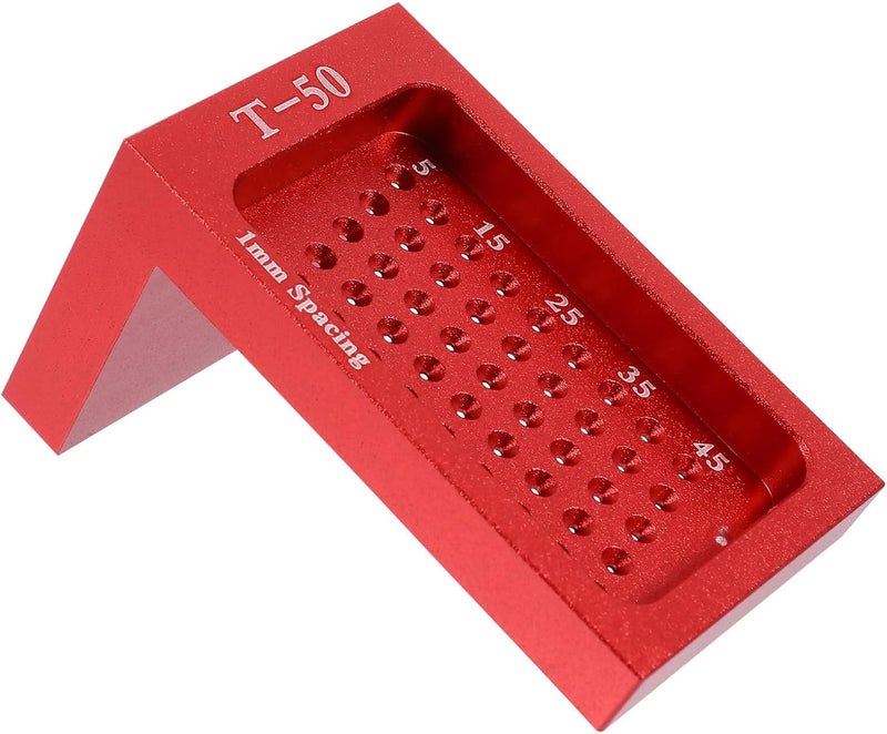 T-type Woodworking Scriber Ruler Gauge Aluminum Alloy Red Hole Positioning Tool for Carpentry and Home Woodworking Layout - Image 1