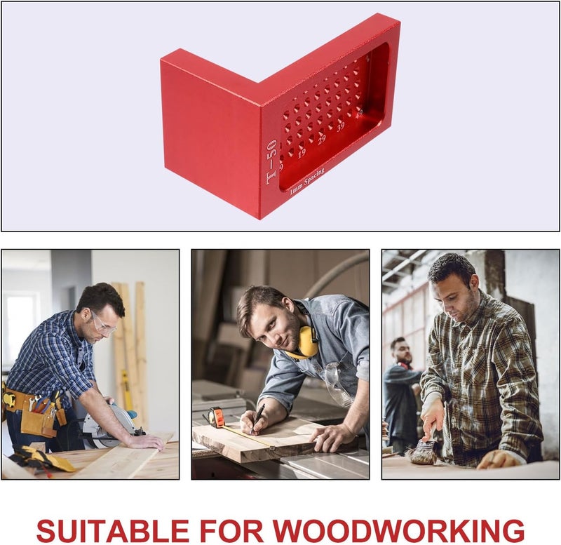 T-type Woodworking Scriber Ruler Gauge Aluminum Alloy Red Hole Positioning Tool for Carpentry and Home Woodworking Layout - Image 3