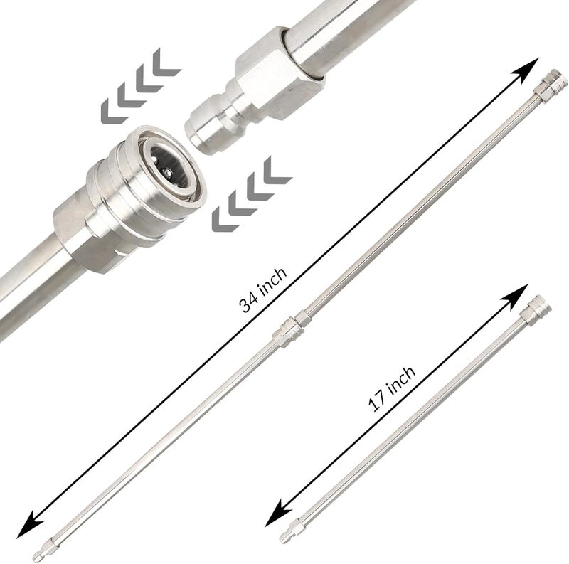 Sooprinse Pressure Washer Extension Wand, 17 Inch Stainless Steel Power Washer Lance, 1/4 Inch Quick Connect Power Washer Extension Wand, 2 Pack - Image 2